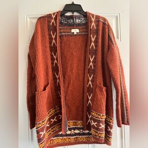 Lucky Brand Terracotta Patterned Cardigan